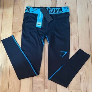 Gymshark Navy Leggings with Blue Trim
